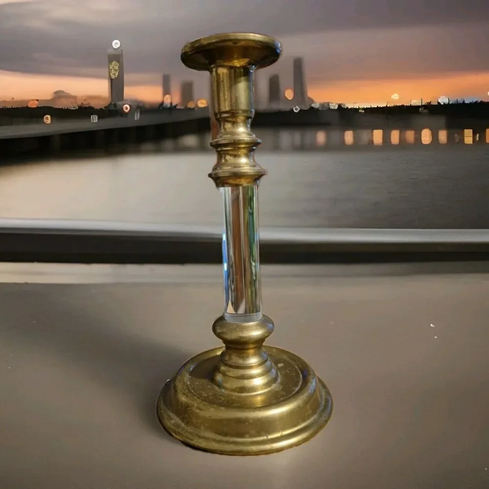 Ventage Brass and Lucite Taper Candle Holders MCM Hong Kong 9